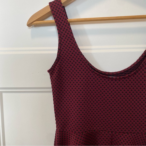 F21 Size S Maroon Red Spotted Skater Dress - Picture 4 of 9